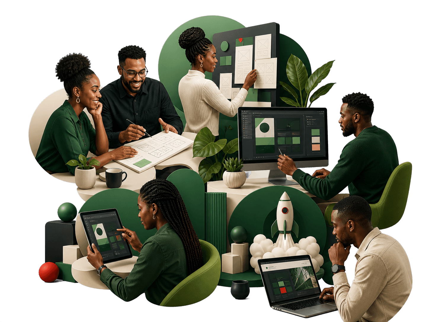 Kenyan product team moving from discovery and wireframes to launch