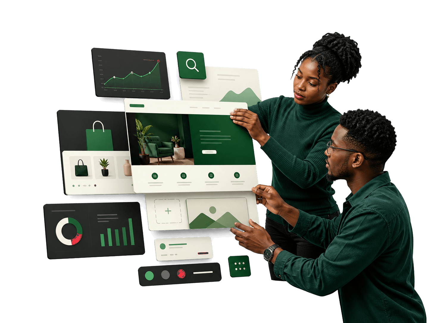 Kenyan designers assembling a connected set of digital services
